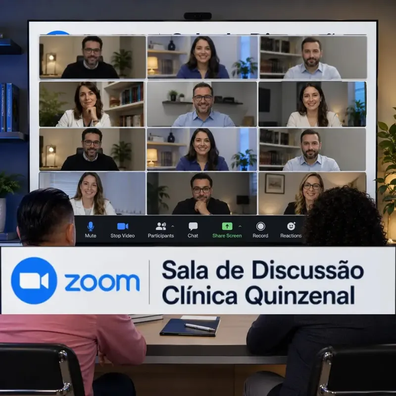 Arte da Sala de Discussão Clínica Quinzenal no Zoom